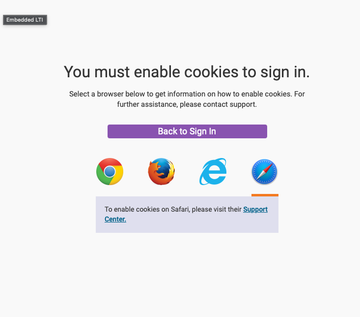 VitalSource 3rd party cookies error message